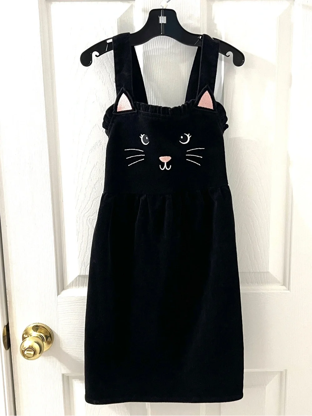 Gymboree Girls Embroidered Cat Cotton Corduroy Cotton Jumper Black Dress Sz 10